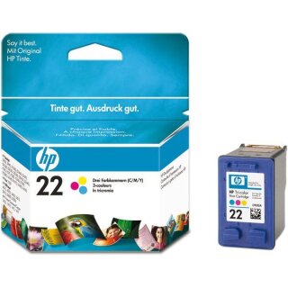 HP 22 Tintenpatrone Dreifarbig, ca. 165 Seiten - Original