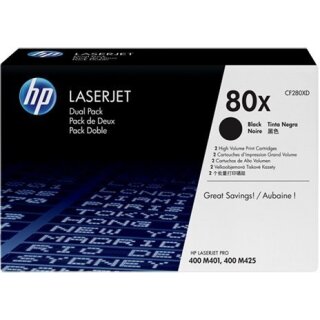 HP 80X Toner Doppelpack, Schwarz, 2 x ca. 6.900 Seiten - Original