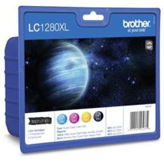 Tintenpatrone LC-1280XL Value Pack für Brother Drucker, cyan, magenta, gelb, schwarz, für ca. 1.200 Seiten je Patrone