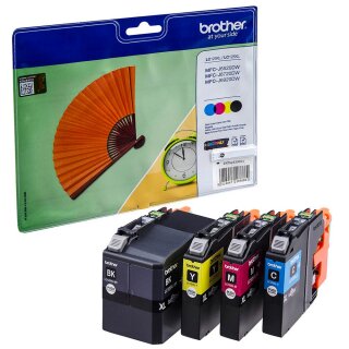 Brother LC-129XL Tintenpatronen Schwarz, Cyan, Magenta, Gelb, Value Pack, Schwarz ca. 2.400 Seiten, Farben je ca. 1.200 Seiten - Original