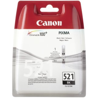 Canon 521 BK Tintenpatrone schwarz Foto, 2.370 Seiten, Inhalt 9 ml für Canon Pixma IP 3