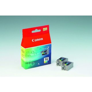 Canon BCI-16 C Tintenpatrone color Doppelpack, 100 Seiten/5%, Inhalt 2,5 ml, VE=2 für Pixma