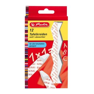 herlitz Wandtafelkreide weiß - 12 Stück, papierumwickelt