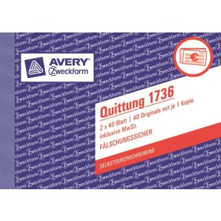 Avery Zweckform Quittung A6 quer SD 2 x 40Blatt