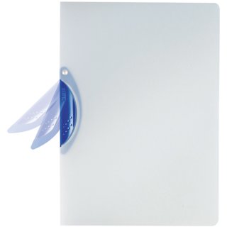 Klemmhefter A4, blauer drehbarer Clip, tranzluzenter Vorder- und Rückendeckel, Polypropylen, Fassungsvermögen: 30 Blatt