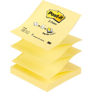 Haftnotiz Z-Notes, 76 x 76 mm, 12 Blöcke à 100 Blatt, gelb