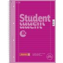Premium-Collegeblock Student, pink, A4 80 Blatt Lin27 = liniert mit beidseitigem Rand 90g/m²