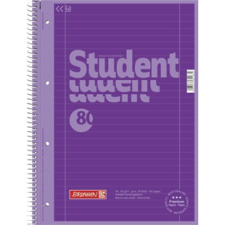 Premium-Collegeblock Student, purple, A4 80 Blatt Lin27 = liniert mit beidseitigem Rand 90g/m²