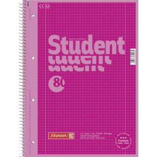 Brunnen Collegeblock Student, pink, A4 80 Blatt Lin28 =kariert mit beidseitigem Rand 90g/m²