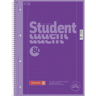 Brunnen Collegeblock Student, purple, A4 80 Blatt Lin28 =kariert mit beidseitigem Rand 90g/m²