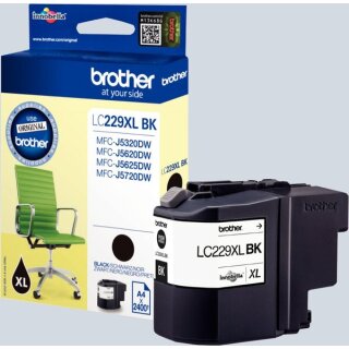 Brother LC-229XLBK Tintenpatrone Schwarz, ca. 2.400 Seiten - Original