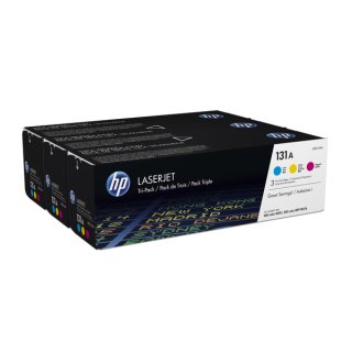 HP U0SL1AM HP 131A Tonerkartusche Rainbow-Kit (c,m,y), 1.800 Seiten ISO/IEC 19798, Inhalt VE=3 für LaserJet Pro 200 Series