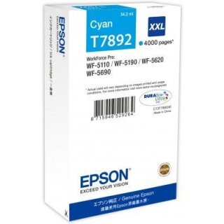 Epson T7892 Tintenpatrone Cyan, ca. 4.000 Seiten - Original