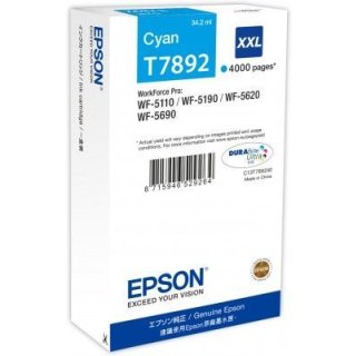 Epson T7892 Tintenpatrone cyan XXL, 4.000 Seiten, Inhalt 34,2 ml