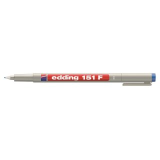 Edding 151F non permanenter OHP Marker, wasselöslicheTinte, blau, 0,5mm VE= 10 Stifte