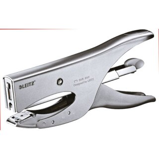 LEITZ Heftzange silber, Heftleistung: 40 Blatt, Heftklammern: P3 (24/6 oder 26/6), P4 (24/8), Heftarten: geschlossen, offen