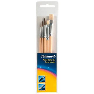 Pelikan Pinsel-Starterset, 5-teilig, Pi5/SB, je 1 Haarpinsel Größe 2, 4 und 6, je 1 Borstenpinsel Größe 6 und 9