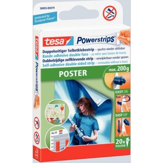 Poster-Klebestreifen tesa Powerstrips POSTER weiß – 20 Strips