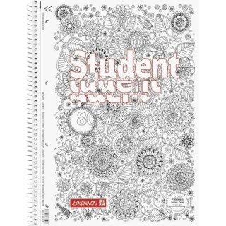 BRUNNEN Collegeblock A4 kariert Lineatur 28, 80 Blatt, 90 g/m², Floral