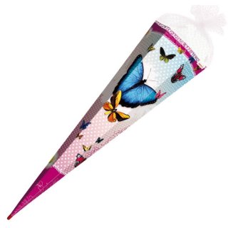 Roth-Schultüte Effektschultüte "Butterfly" mit Glitter 85cm 6eckig,Tüllverschluss 