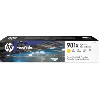 HP 981X Tintenpatrone gelb, 10.000 Seiten ISO/IEC 19798 für PageWide Enterprise Color Flow MFP 580 Series/550 Series/Managed Color Flow MFP E 58650 z