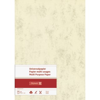 hochwertiges Marmor-Universalpapier/ Multifunktionspapier, A4, 160g/m² , beidseitig bedruckbar, chamois, VE = 25 Blatt