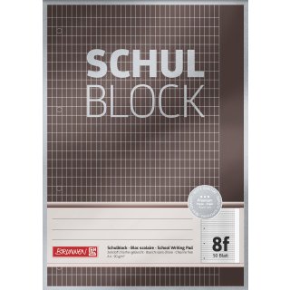 Brunnen Premium-Schulblock  Lin.8f 50 Blatt 5mm x 7mm kariert (rautiert), hochwertiges 90g/m² Papier