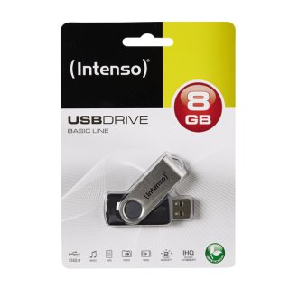 Speicherstick Basic Line USB 2.0 schwarz-silber, Kapazität 8GB