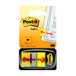 Post-it Index 680, Haftstreifen, 25,4 x 43 mm, 50 Streifen, Fragezeichen, gelb/rot