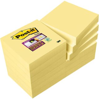 Haftnotiz Super Sticky Notes, 51 x 51 mm, 12 Blöcke à 90 Blatt, gelb