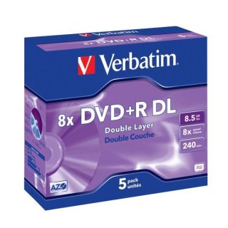 Rohling DVD+R Double Layer, 8,5 GB, 8-fach, im Jewel Case, 1 VE = 1 Pack á 5 Stück