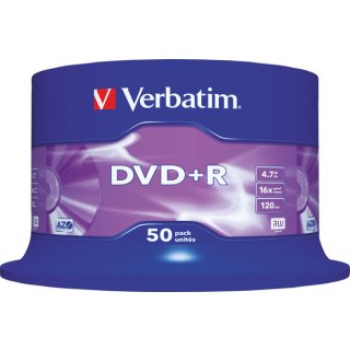 Rohling DVD+R, 4,7 GB/120 Min., 16-fach, 50-er Spindel, 1 VE = 1 Pack á 50 Stück