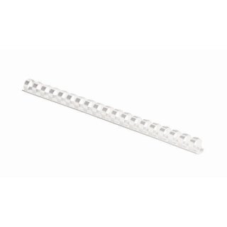 Plastikbinderücken 8 mm, für 21 - 40 Blatt, weiß, US-Teilung 21 Ringe, 1 Pack = 100 Stück