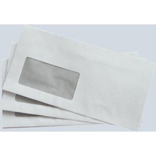 Briefumschlag DIN Lang, mit Fenster, haftklebend, weiß, 80g/qm, 25 Stück