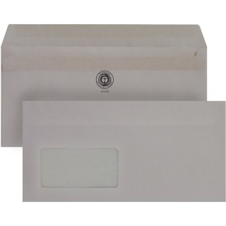 Briefumschlag DIN Lang, mit Fenster, selbstklebend, grau, 75g/qm, 1000 Stück