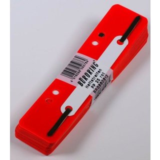 Heftstreifen kurz, Kunststoff, rot, mit Kunststoffdeckleiste, VE = 1 Packung = 25 Stück