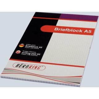 Büroring Briefblock A5/50 Blatt, kariert, holzfrei, weiß
