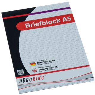 Büroring Briefblock A5/50 Blatt, rautiert, holzfrei, weiß