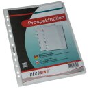 Prospekthülle A4, farblos, PP-Folie, 135 my, Oberfläche: genarbt, rechts offen, mit Klappe, Eurolochung, 10 Hüllen