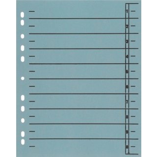 Trennblätter A4, blau, vollfarbig, schwarzer Orgadruck, 1 Packung = 100 Stück, 230g/qm, RC Karton