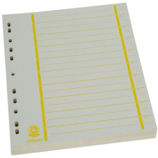 Trennblätter A4, gelb, chamois, farbiger Orgadruck, 1 Packung = 100 Stück, 230g/qm RC Karton