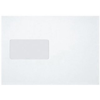 Versandtasche C5, mit Fenster, haftklebend, 90g/qm, weiß, 25 Stück