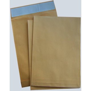 Faltentaschen, natronbraun, haftklebend und ohne Fenster, Inhalt: 100 Stück