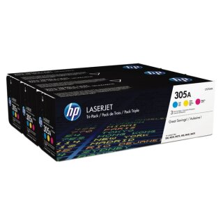 HP 305A Toner in 3 Farben für je ca. 2.600 Seiten cyan magenta gelb