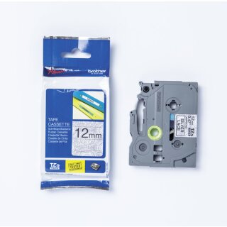 Brother TZe-MPSL31 Schriftband 12 mm breit / 4 m lang schwarz auf silbernen Spitzen laminiert