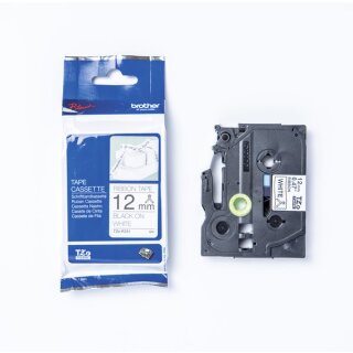 Brother TZe-R231 Schriftband 12 mm / 4 m lang schwarz auf weiß Textilband nicht laminiert