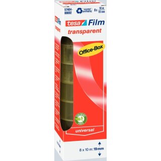 Klebefilm tesa tesafilm transparent 19 mm x 10 m transparent – 8 Rollen