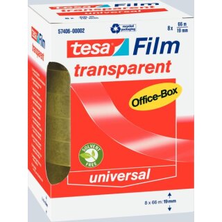 Klebefilm tesa tesafilm transparent 19 mm x 66 m transparent – 8 Rollen