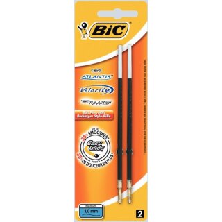 BIC Nachfüllminen X-Smooth für Druckkugelschreiber Atlantis Soft, mittlere Spitze, schwarz, 2er-Pack