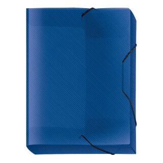 VELOFLEX Heftbox Crystal DIN A4 blau transparent, 3 cm mit Eckspanngummi
